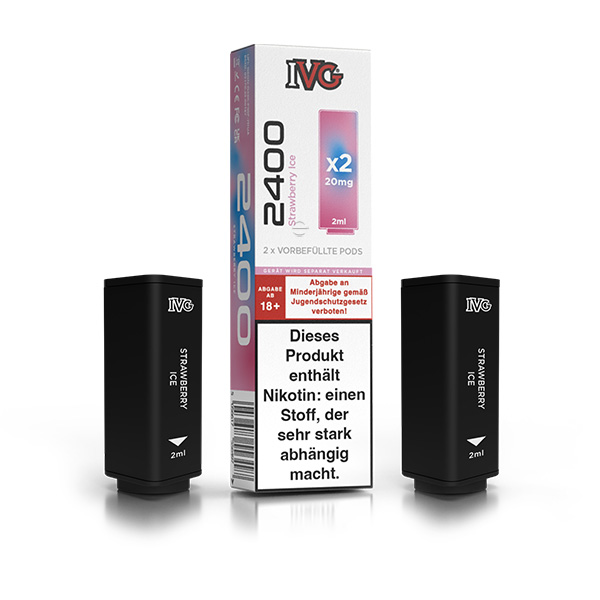 2x IVG 2400 4 Pod System Prefilled Pod - Strawberry Ice 20mg/ml