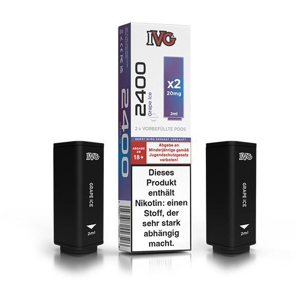 2x IVG 2400 4 Pod System Prefilled Pod - Grape Ice 20mg/ml