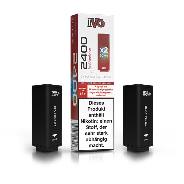 2x IVG 2400 4 Pod System Prefilled Pod - Red Apple Ice 20mg/ml