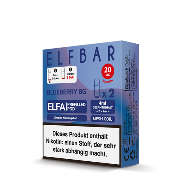 2x Elfbar Elfa CP Prefilled Pod - Blueberry BG 20mg/ml