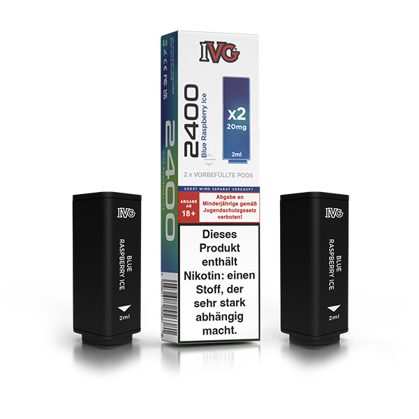 2x IVG 2400 4 Pod System Prefilled Pod - Blue Raspberry Ice 20mg/ml