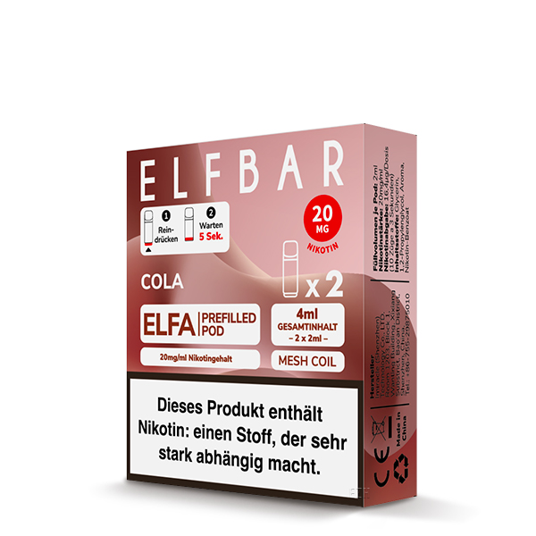 2x Elfbar Elfa CP Prefilled Pod - Cola 20mg/ml