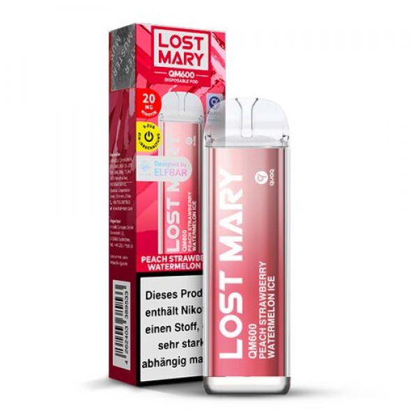 Lost Mary - QM600 Einweg E-Zigarette - Peach Strawberry Watermelon Ice 20mg/ml