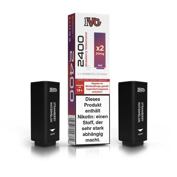 2x IVG 2400 4 Pod System Prefilled Pod - Strawberry Bubblegum 20mg/ml