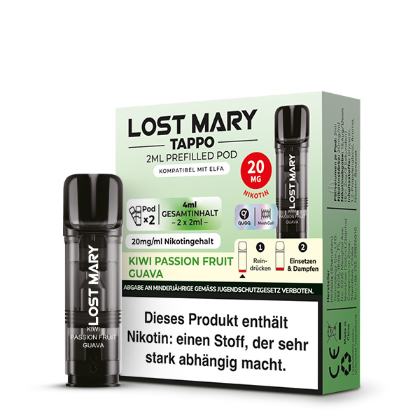 2x Lost Mary TAPPO Prefilled Pod - Kiwi Passion Fruit Guava 20mg/ml