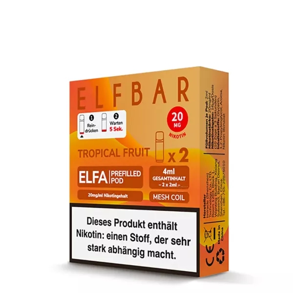 2x Elfbar Elfa CP Prefilled Pod - Tropical Fruit 20mg/ml