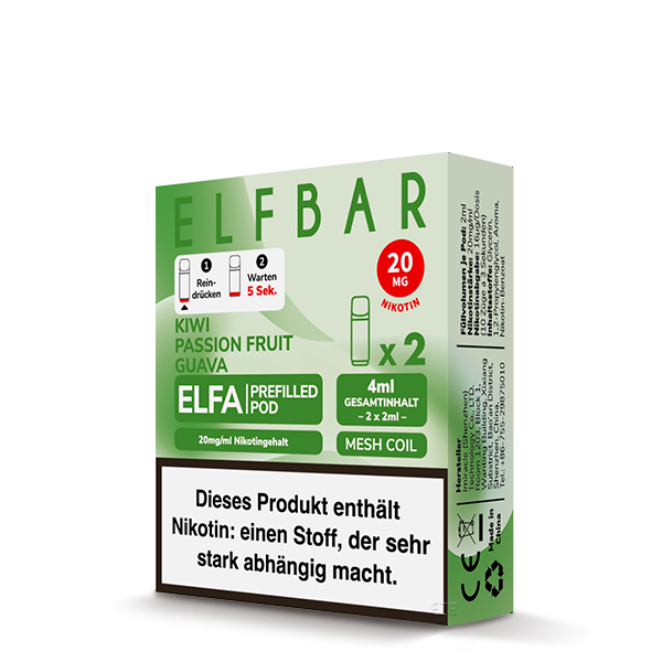 2x Elfbar Elfa CP Prefilled Pod - Kiwi Passion Fruit Guava 20mg/ml