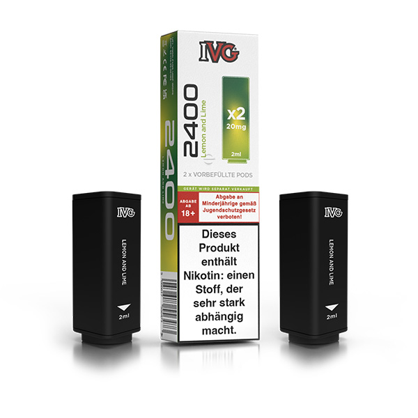 2x IVG 2400 4 Pod System Prefilled Pod - Lemon Lime 20mg/ml