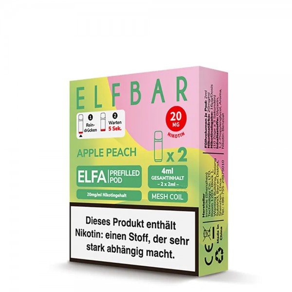 2x Elfbar Elfa CP Prefilled Pod - Apple Peach 20mg/ml