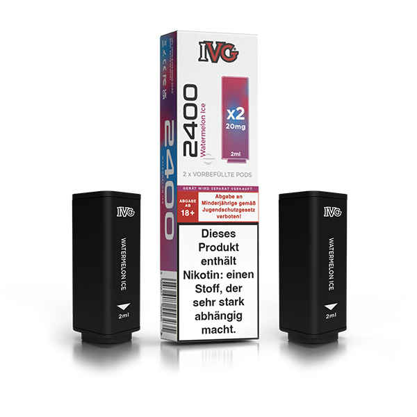 2x IVG 2400 4 Pod System Prefilled Pod - Watermelon Ice 20mg/ml