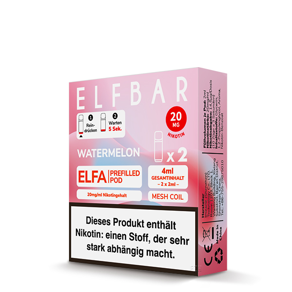 2x Elfbar Elfa CP Prefilled Pod - Watermelon 20mg/ml