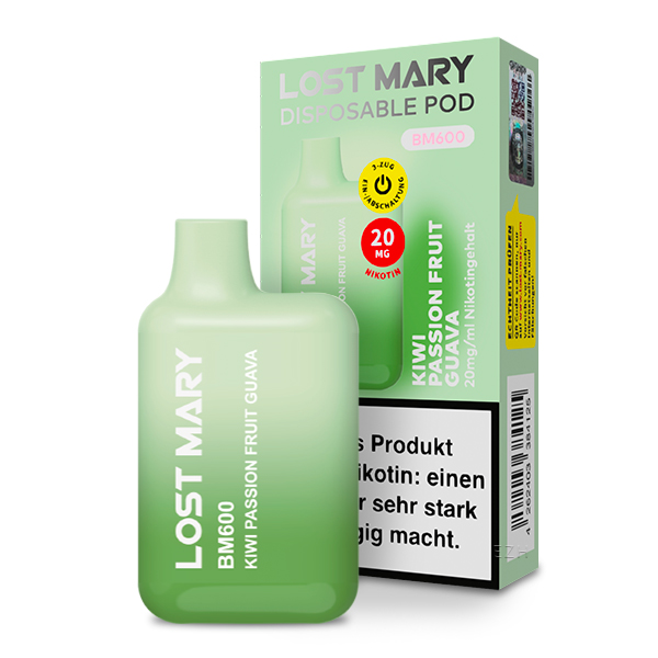 Lost Mary - BM600 CP Einweg E-Zigarette - Kiwi Passion Fruit Guava 20mg/ml