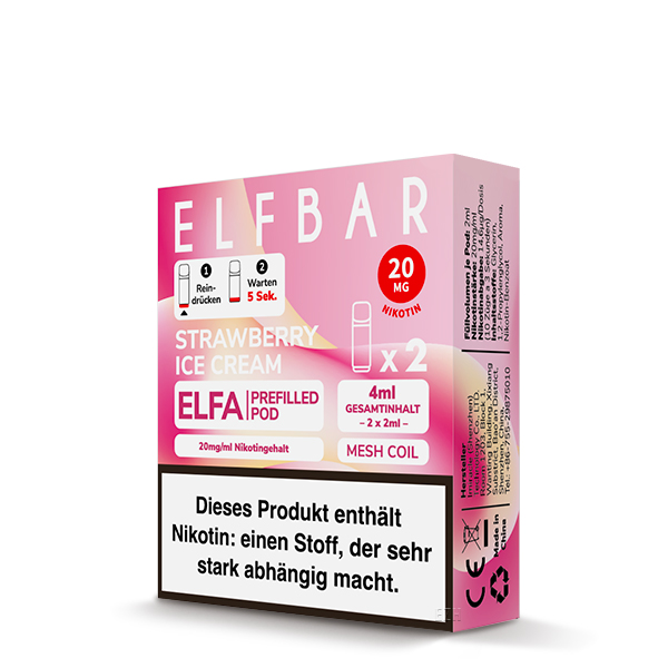 2x Elfbar Elfa CP Prefilled Pod - Strawberry Ice Cream 20mg/ml