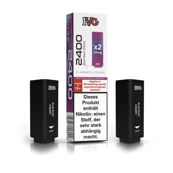 2x IVG 2400 4 Pod System Prefilled Pod - Blue Razz Cherry 20mg/ml