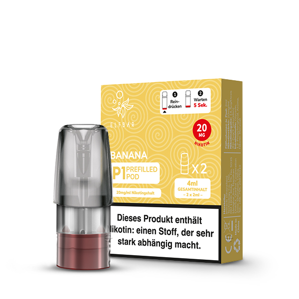 2x Elfbar MATE500 P1 Pod - Banana 20mg/ml