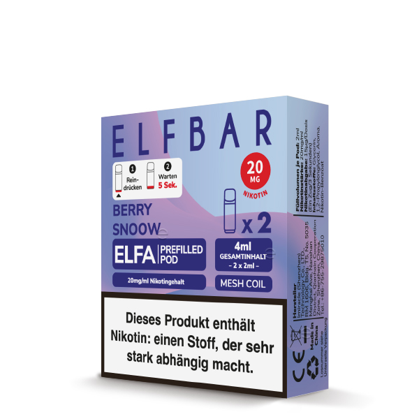 2x Elfbar Elfa CP Prefilled Pod - Blueberry Snoow 20mg/ml