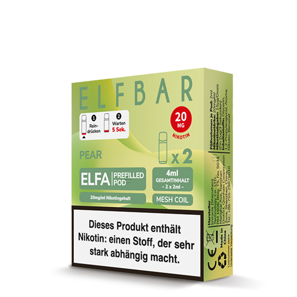 2x Elfbar Elfa CP Prefilled Pod - Pear 20mg/ml