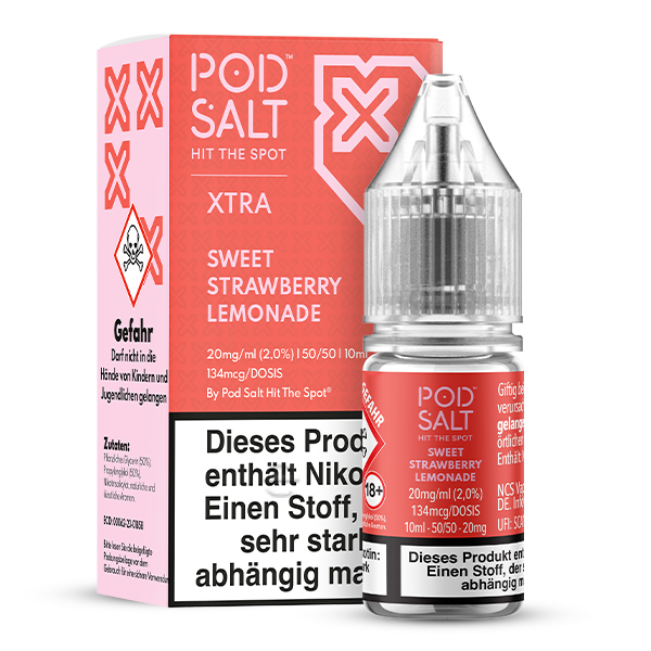 PodSalt - Xtra Sweet Strawberry Lemonade - 10ml Nikotinsalz-Liquid