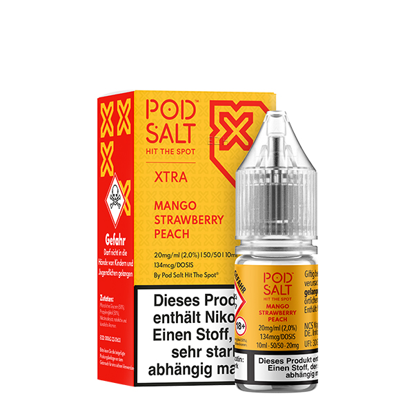 PodSalt - Xtra Mango Strawberry Peach - 10ml Nikotinsalz-Liquid