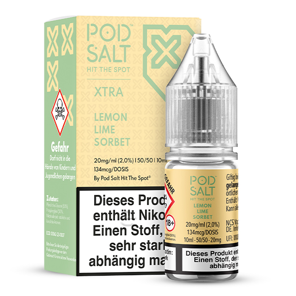 PodSalt - Xtra Lemon Lime Sorbet - 10ml Nikotinsalz-Liquid