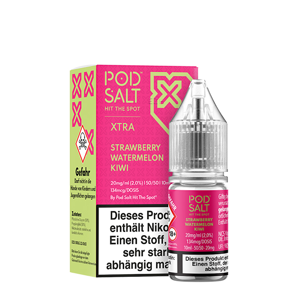 PodSalt - Xtra Strawberry Watermelon Kiwi - 10ml Nikotinsalz-Liquid