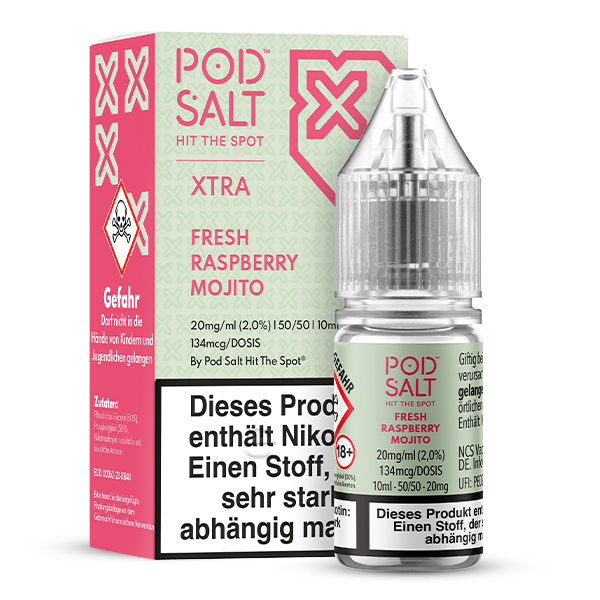 PodSalt - Xtra Fresh Raspberry Mojito - 10ml Nikotinsalz-Liquid