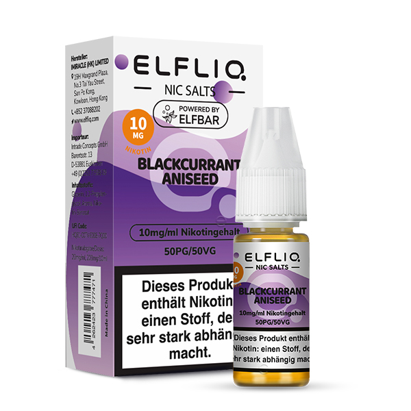 Elfliq Blackcurrant Aniseed - 10ml Nikotinsalz-Liquid