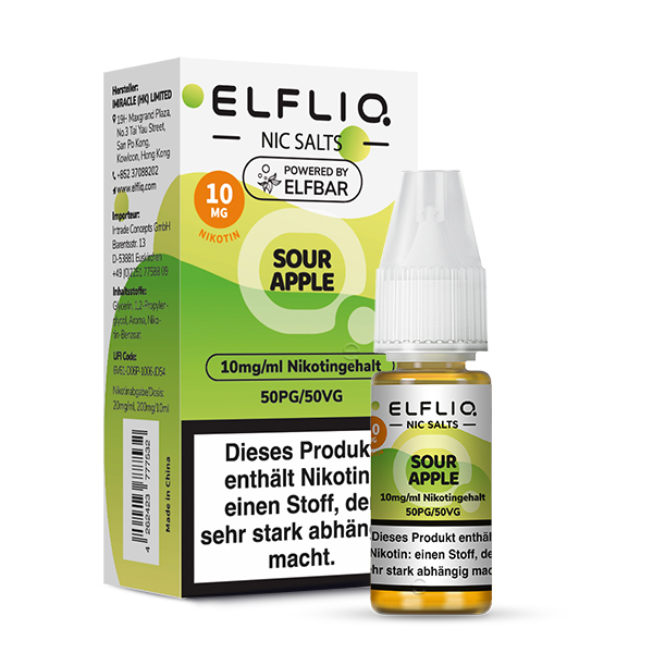 Elfliq Sour Apple - 10ml Nikotinsalz-Liquid