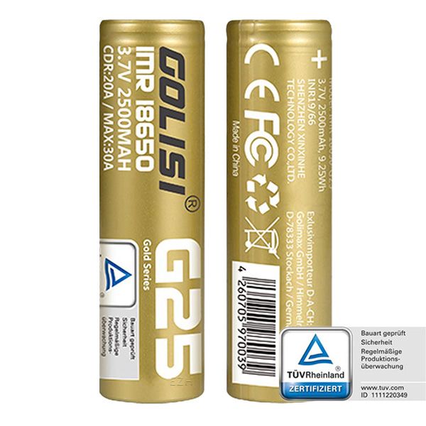 Golisi G25 18650 Akku - 20A / 2500mAh incl. Case