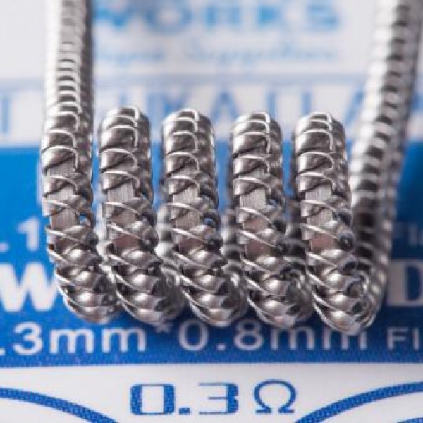 Cloudworks PCB15 - 10 x Flat Tsuka Clapton Coil Kanthal (0.1*0.5 mm Flat + 0.3*0.8 mm Flat)