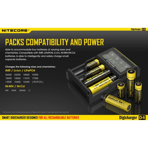 Nitecore Digicharger D4 Li-Ion Akku Ladegerät (4-Slots)