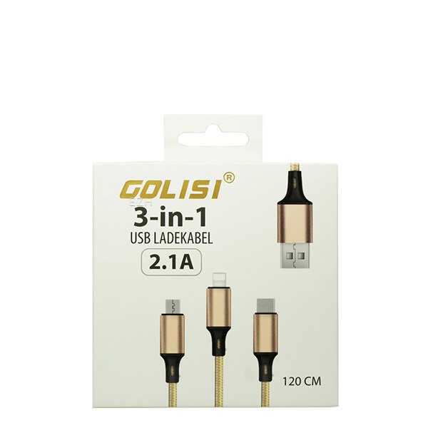 Golisi 3 in 1 USB Ladekabel 120cm