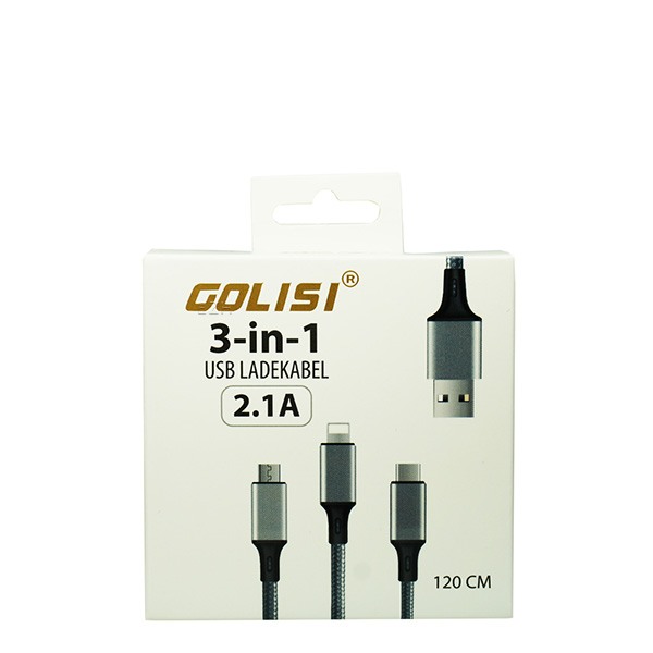 Golisi 3 in 1 USB Ladekabel 120cm