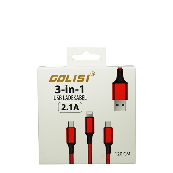 Golisi 3 in 1 USB Ladekabel 120cm